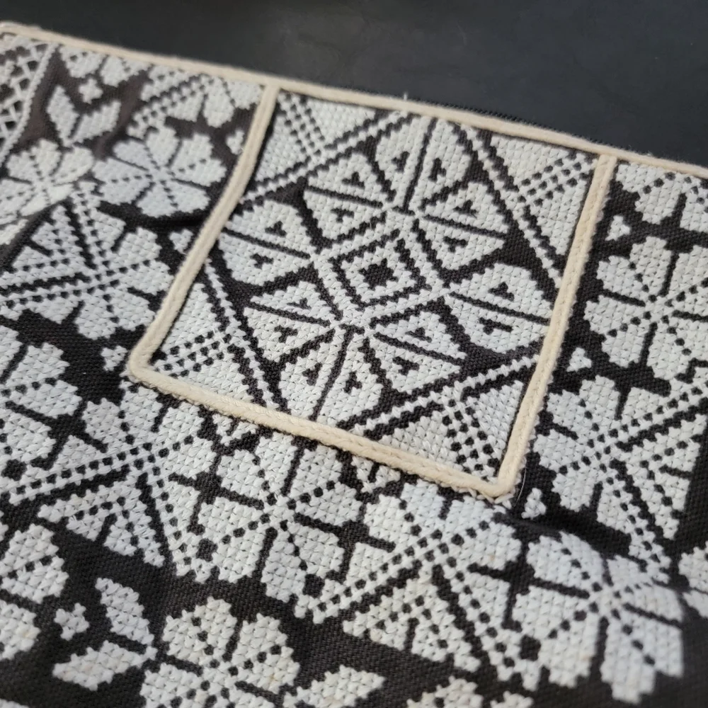 Star Mela woven embroidered fabric zipper pouch